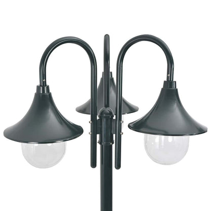 vidaXL Garden Post Light E27 220 cm Aluminium 3-Lantern Dark Green