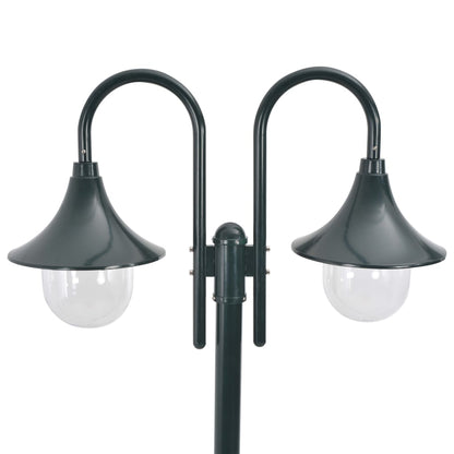 vidaXL Garden Post Light E27 220 cm Aluminium 2-Lantern Dark Green