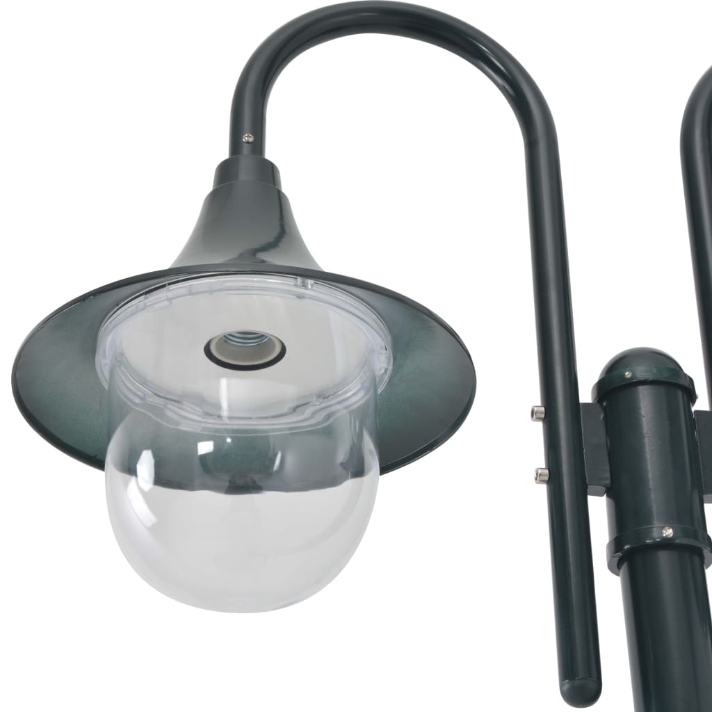 vidaXL Garden Post Light E27 220 cm Aluminium 2-Lantern Dark Green