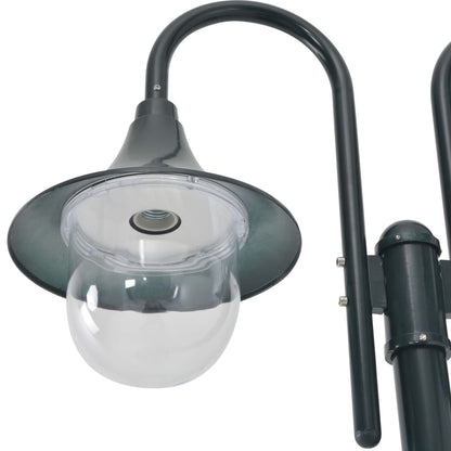 vidaXL Garden Post Light E27 220 cm Aluminium 2-Lantern Dark Green