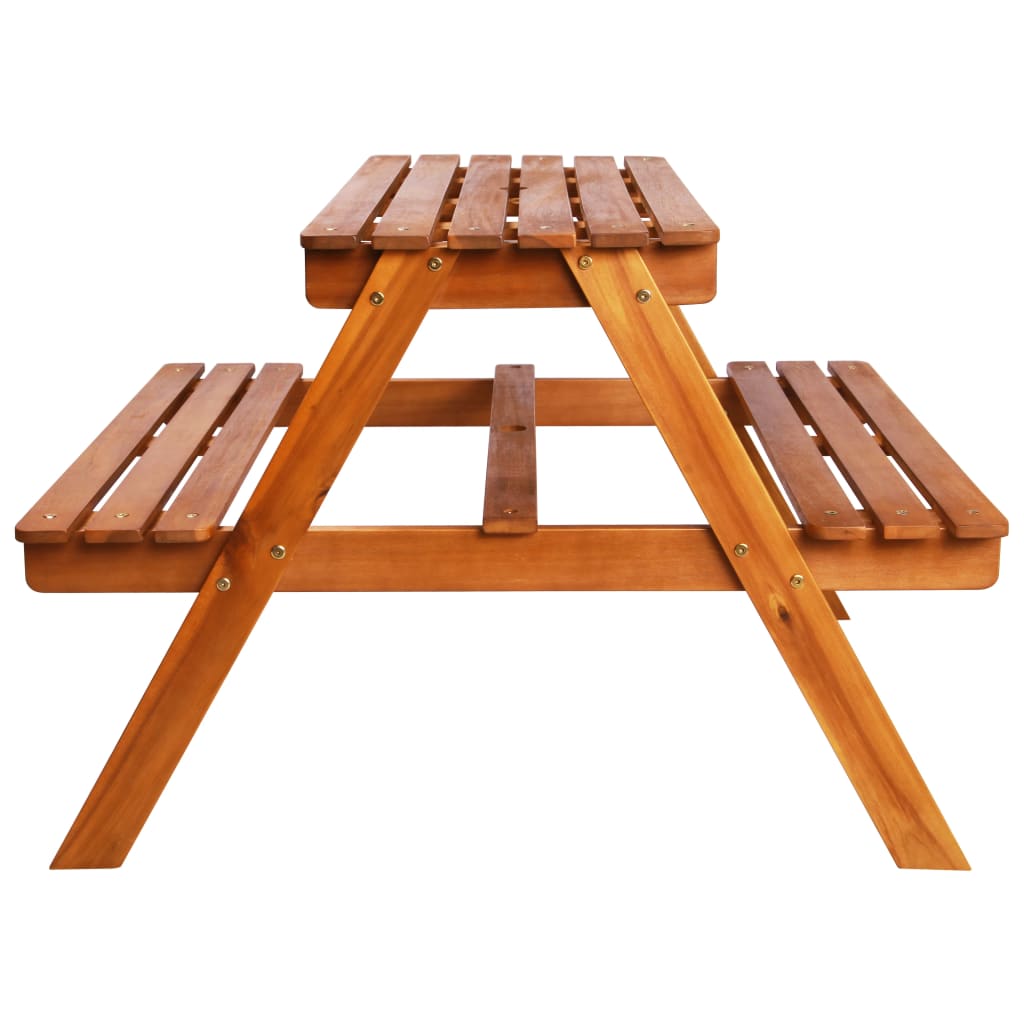 vidaXL Kids Picnic Table with Parasol 79x90x60 cm Solid Acacia Wood - Brown