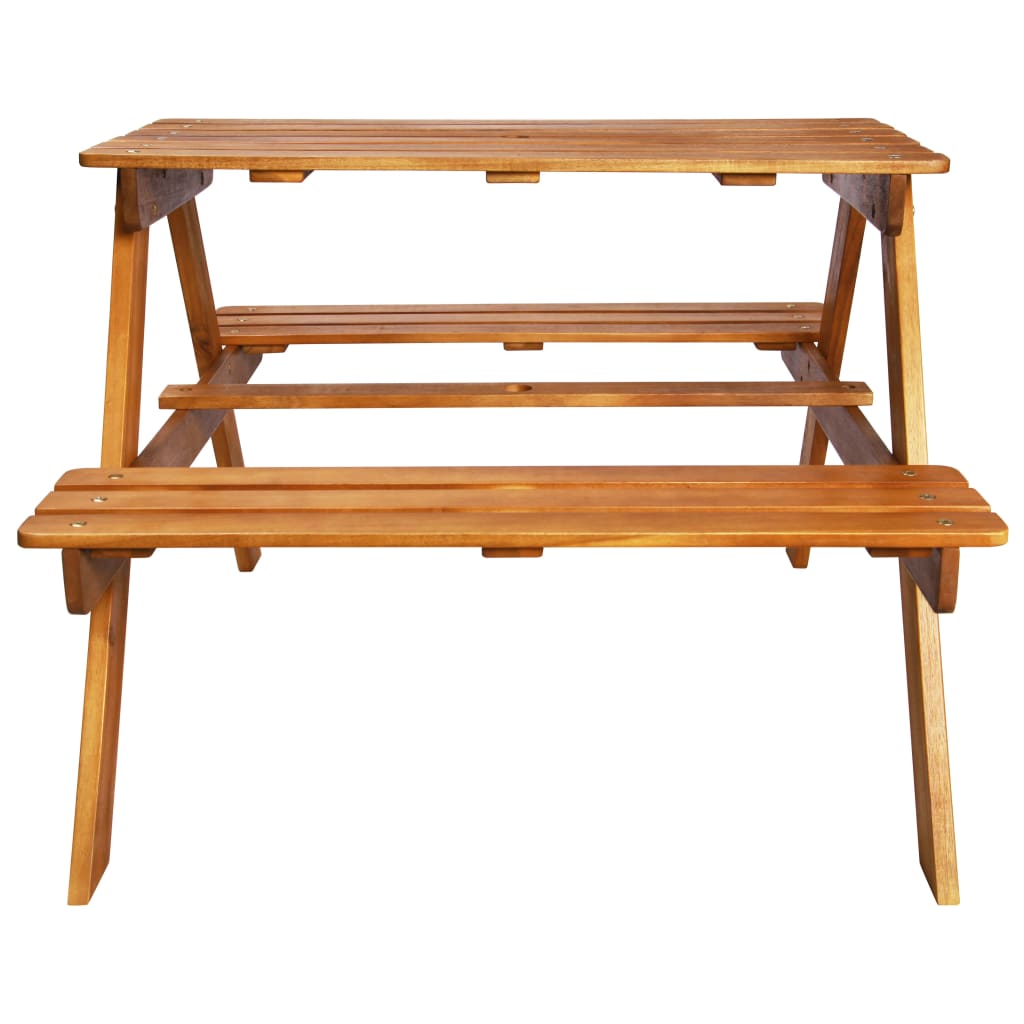vidaXL Kids Picnic Table with Parasol 79x90x60 cm Solid Acacia Wood - Brown