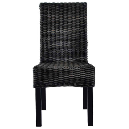 vidaXL Dining Chairs 2 pcs Black Kubu Rattan and Mahogany Wood - 46 x 61 x 93 cm