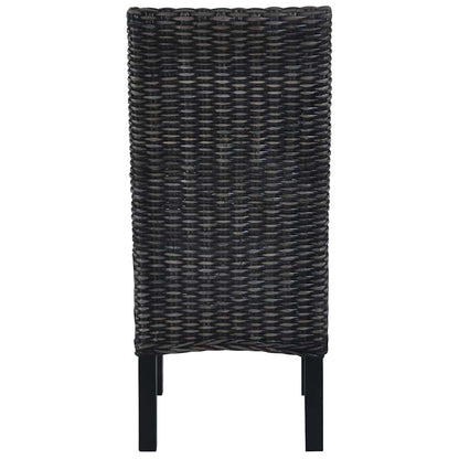 vidaXL Dining Chairs 2 pcs Black Kubu Rattan and Mahogany Wood - 46 x 61 x 93 cm