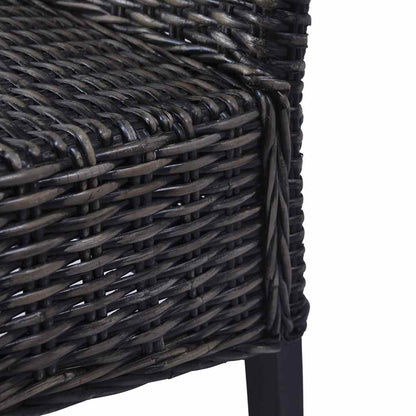 vidaXL Dining Chairs 2 pcs Black Kubu Rattan and Mahogany Wood - 46 x 61 x 93 cm