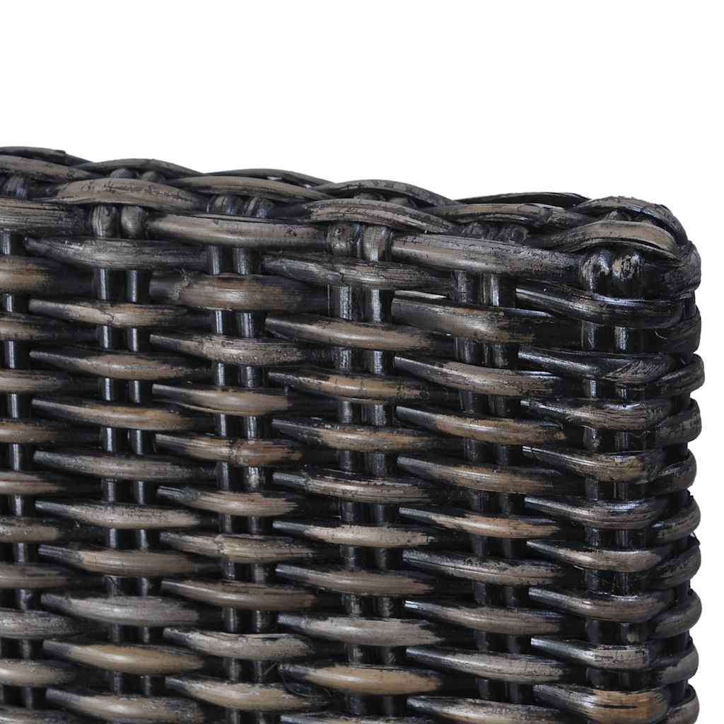 vidaXL Dining Chairs 2 pcs Black Kubu Rattan and Mahogany Wood - 46 x 61 x 93 cm