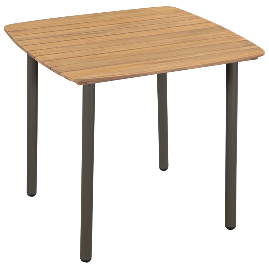 vidaXL Garden Table 80x80x72cm Solid Acacia Wood and Steel - Brown - 80 x 80 x 72 cm