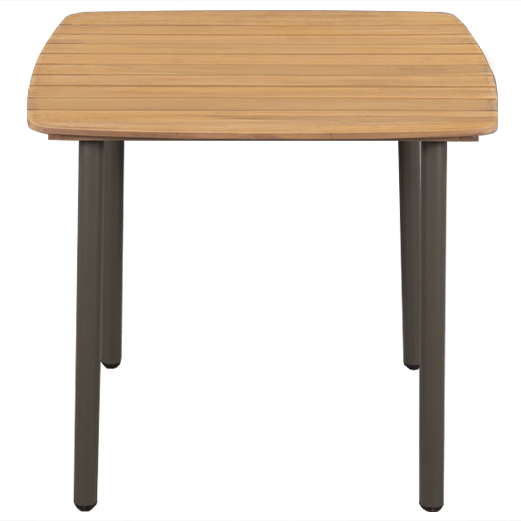 vidaXL Garden Table 80x80x72cm Solid Acacia Wood and Steel - Brown - 80 x 80 x 72 cm