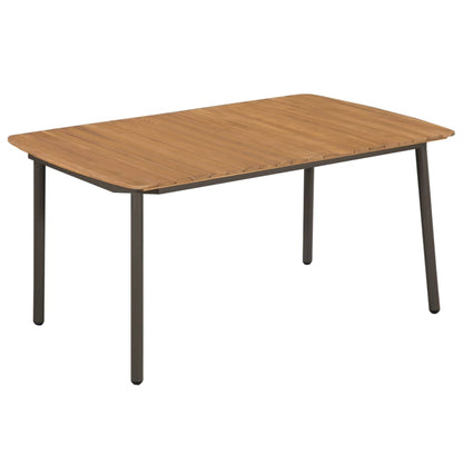 vidaXL Garden Table 150x90x72cm Solid Acacia Wood and Steel - Brown - 150 x 90 x 72 cm