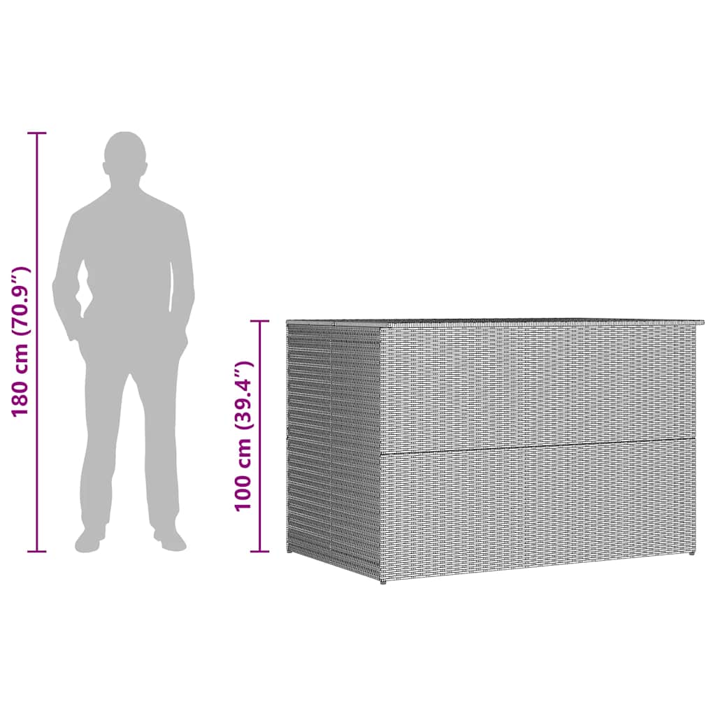 vidaXL Garden Storage Box Brown 150x100x100 cm Poly Rattan