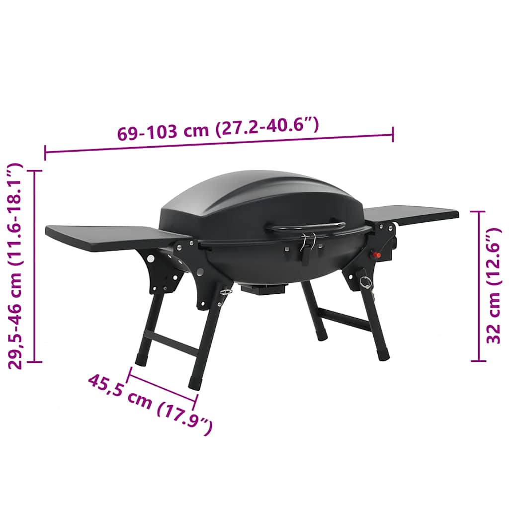 vidaXL Portable Gas BBQ Grill with Cooking Zone Black