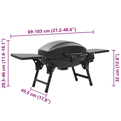 vidaXL Portable Gas BBQ Grill with Cooking Zone Black