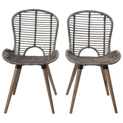 vidaXL Dining Chairs 2 pcs Brown Natural Rattan - 48 x 64 x 85 cm