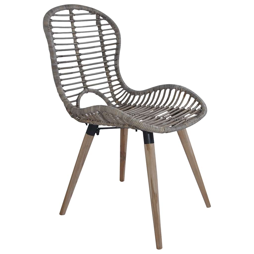 vidaXL Dining Chairs 2 pcs Brown Natural Rattan - 48 x 64 x 85 cm