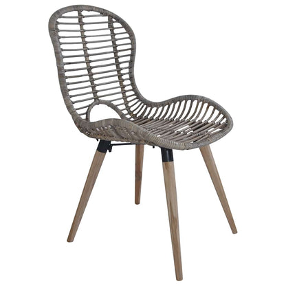 vidaXL Dining Chairs 2 pcs Brown Natural Rattan - 48 x 64 x 85 cm