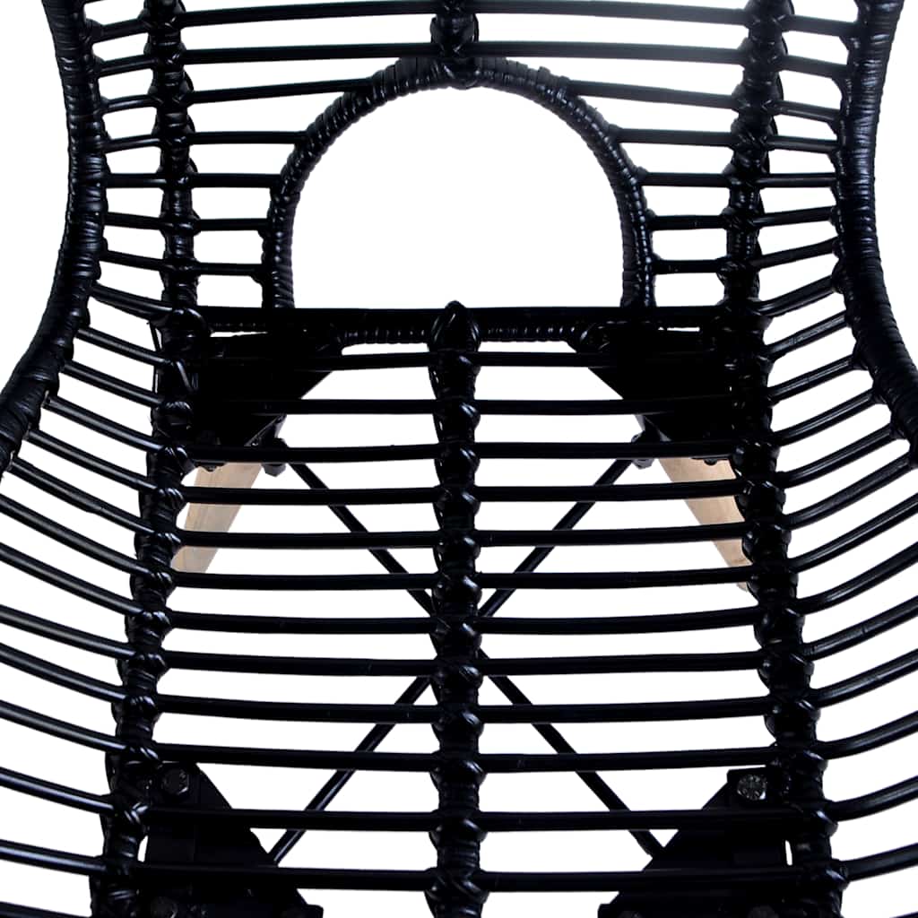 vidaXL Dining Chairs 4 pcs Black Natural Rattan - 48 x 64 x 85 cm