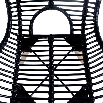 vidaXL Dining Chairs 4 pcs Black Natural Rattan - 48 x 64 x 85 cm