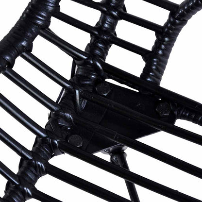 vidaXL Dining Chairs 4 pcs Black Natural Rattan - 48 x 64 x 85 cm