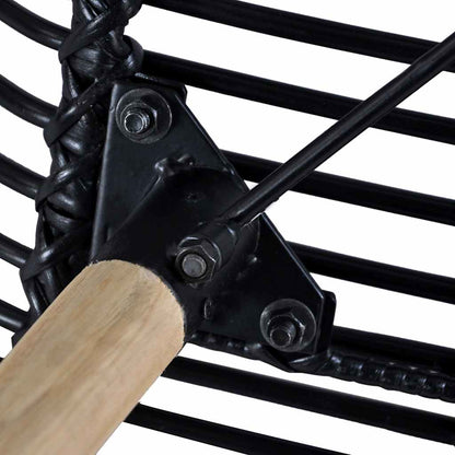 vidaXL Dining Chairs 4 pcs Black Natural Rattan - 48 x 64 x 85 cm