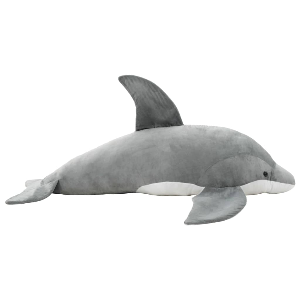 vidaXL Dolphin Cuddly Toy Plush Grey - 100 x 40 cm