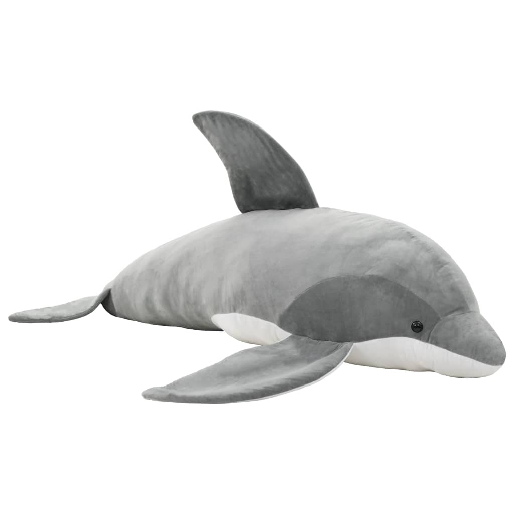 vidaXL Dolphin Cuddly Toy Plush Grey - 100 x 40 cm