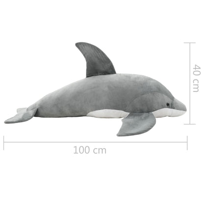 vidaXL Dolphin Cuddly Toy Plush Grey - 100 x 40 cm
