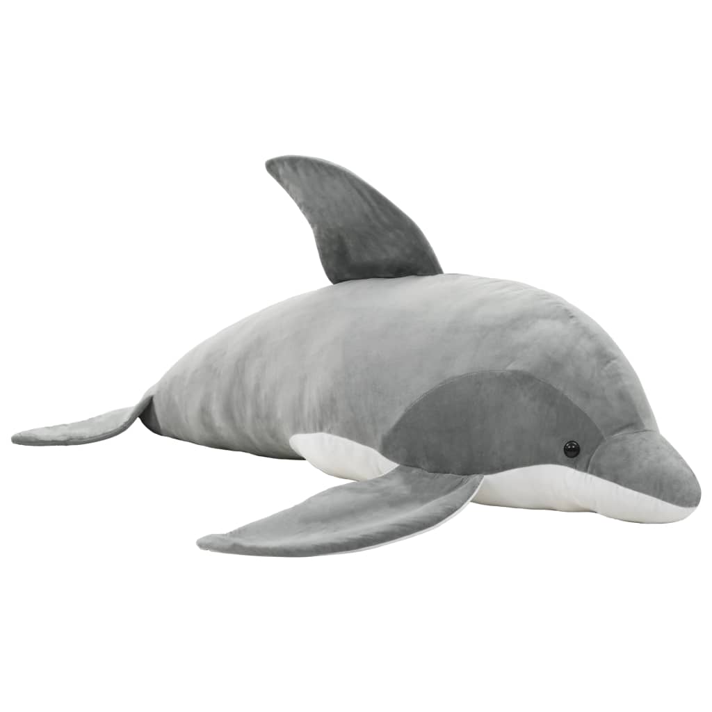 vidaXL Dolphin Cuddly Toy Plush Grey - 145 x 60 cm