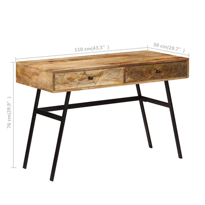 246718 vidaXL Writing desk with Drawers Solid Mango Wood 110x50x76 cm - Brown - 110 x 50 x 75 cm