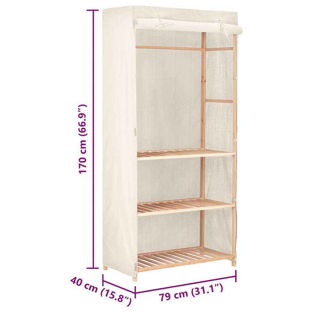 247107 vidaXL 3-Tier Clothes Wardrobe 79x40x170 cm - White