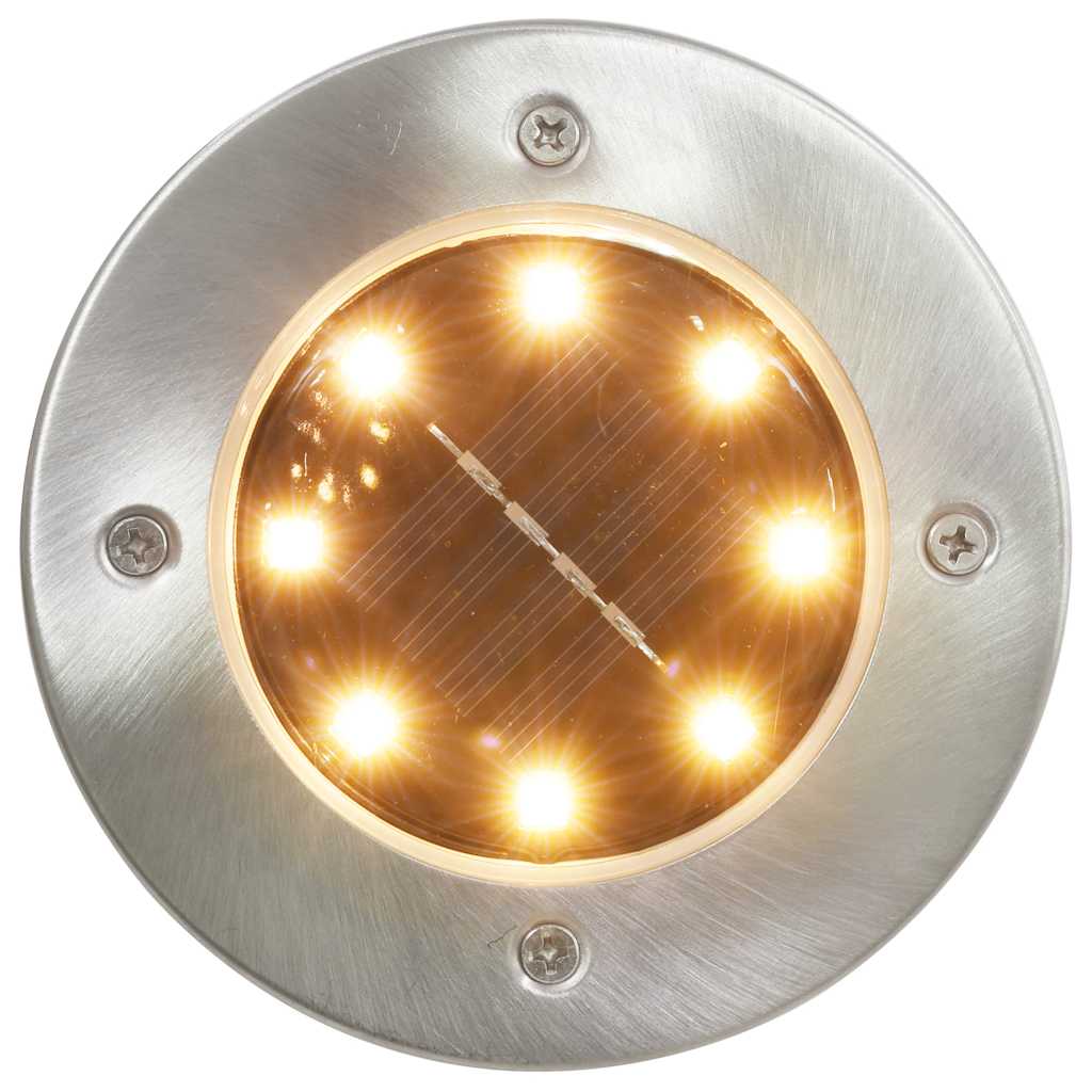 vidaXL Solar Ground Light | Set of 8 | Warm white, Silver | PP | Compact