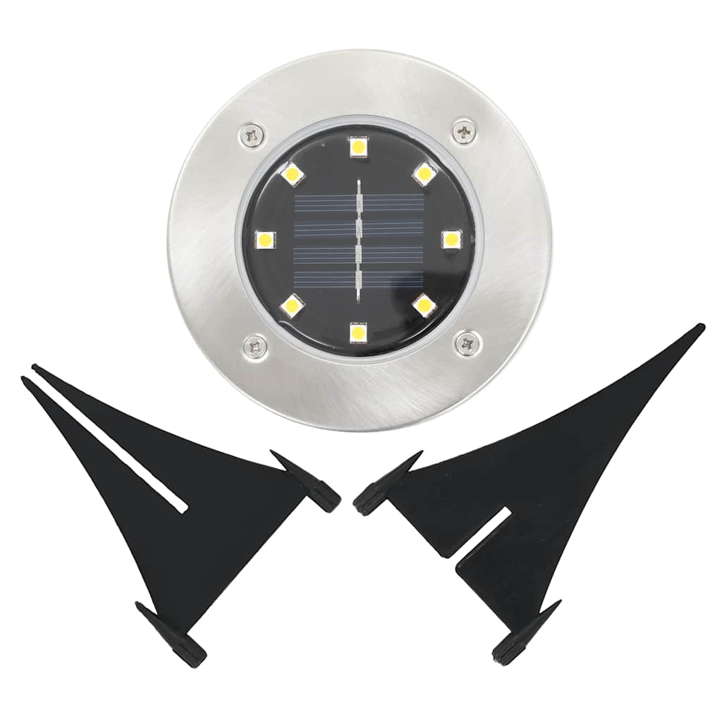 vidaXL Solar Ground Light | Set of 8 | Warm white, Silver | PP | Compact