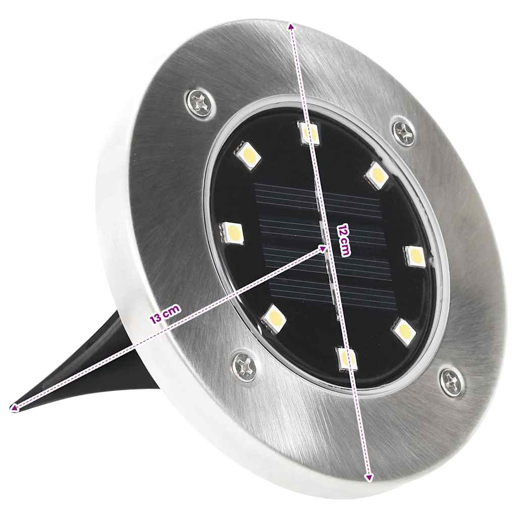 vidaXL Solar Ground Light | Set of 8 | Warm white, Silver | PP | Compact