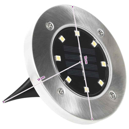 vidaXL Solar Ground Light | Set of 8 | Warm white, Silver | PP | Compact