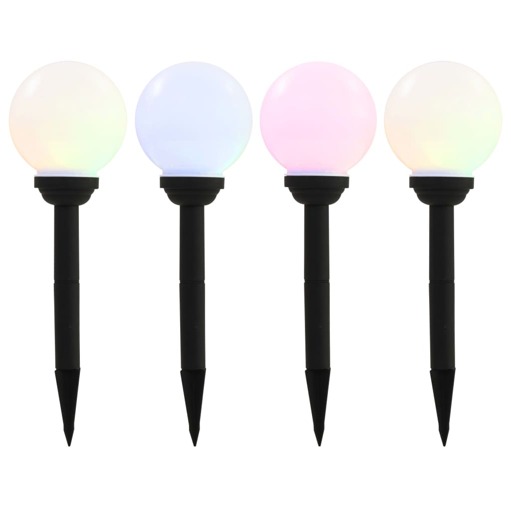 vidaXL Outdoor Solar Lamps 4 pcs LED Spherical 15 cm RGB - White