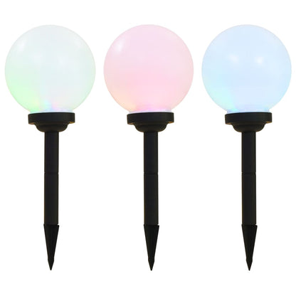 vidaXL Outdoor Solar Lamps 3 pcs LED Spherical 20 cm RGB - White