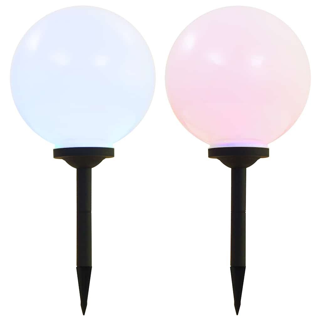 vidaXL Outdoor Solar Lamps 2 pcs LED Spherical 30 cm RGB - White