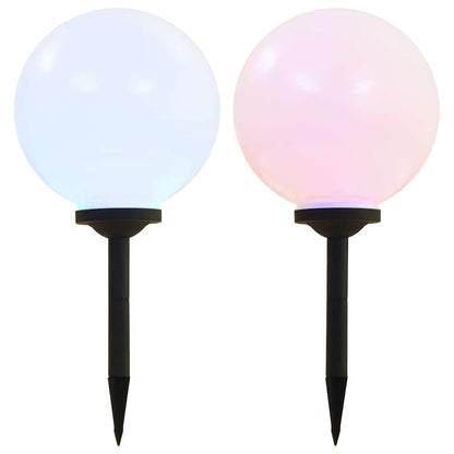 vidaXL Outdoor Solar Lamps 2 pcs LED Spherical 30 cm RGB - White