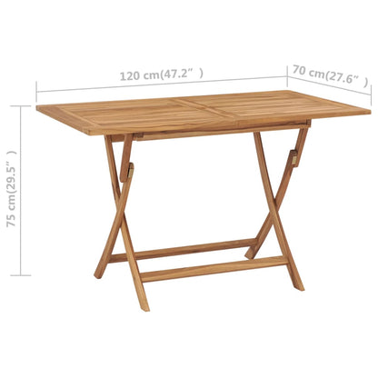 vidaXL Folding Garden Table 120x70x75 cm Solid Teak Wood - Brown