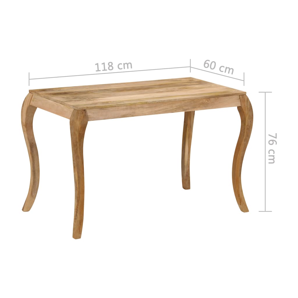 247113 vidaXL Dining Table 118x60x76 cm Solid Mango Wood - Brown