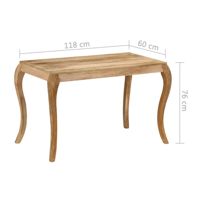 247113 vidaXL Dining Table 118x60x76 cm Solid Mango Wood - Brown