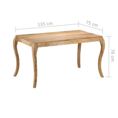 247114 vidaXL Dining Table 135x75x76 cm Solid Mango Wood - Brown