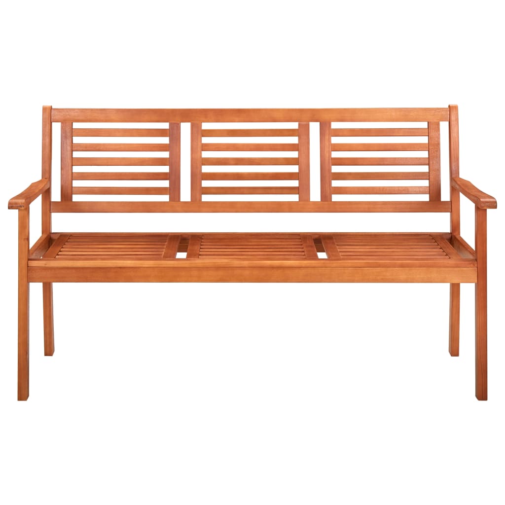 vidaXL 3-Seater Garden Bench 150 cm Solid Eucalyptus Wood - Brown - 150 x 60 x 89 cm