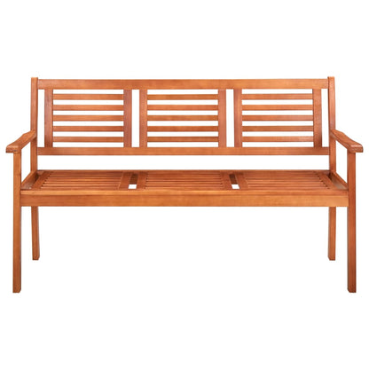 vidaXL 3-Seater Garden Bench 150 cm Solid Eucalyptus Wood - Brown - 150 x 60 x 89 cm