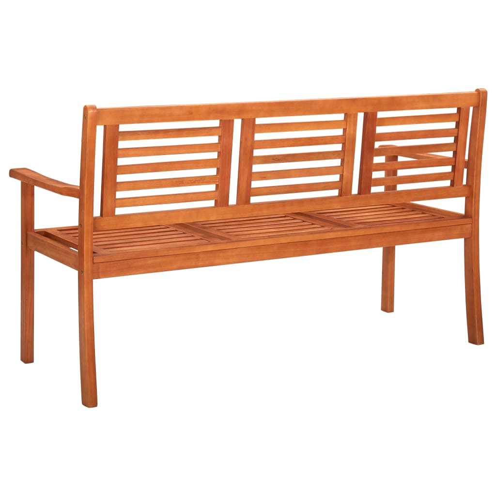 vidaXL 3-Seater Garden Bench 150 cm Solid Eucalyptus Wood - Brown - 150 x 60 x 89 cm