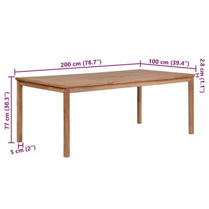 vidaXL Garden Table 200x100x77 cm Solid Teak Wood - Brown