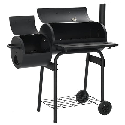 vidaXL Classic Charcoal BBQ Offset Smoker - Black - 12229
