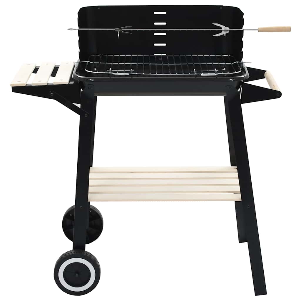 vidaXL Charcoal BBQ Stand with Wheels - Black