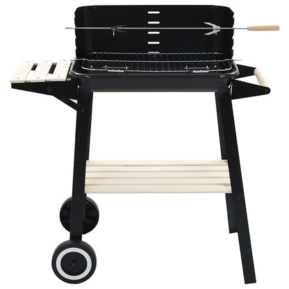 vidaXL Charcoal BBQ Stand with Wheels - Black