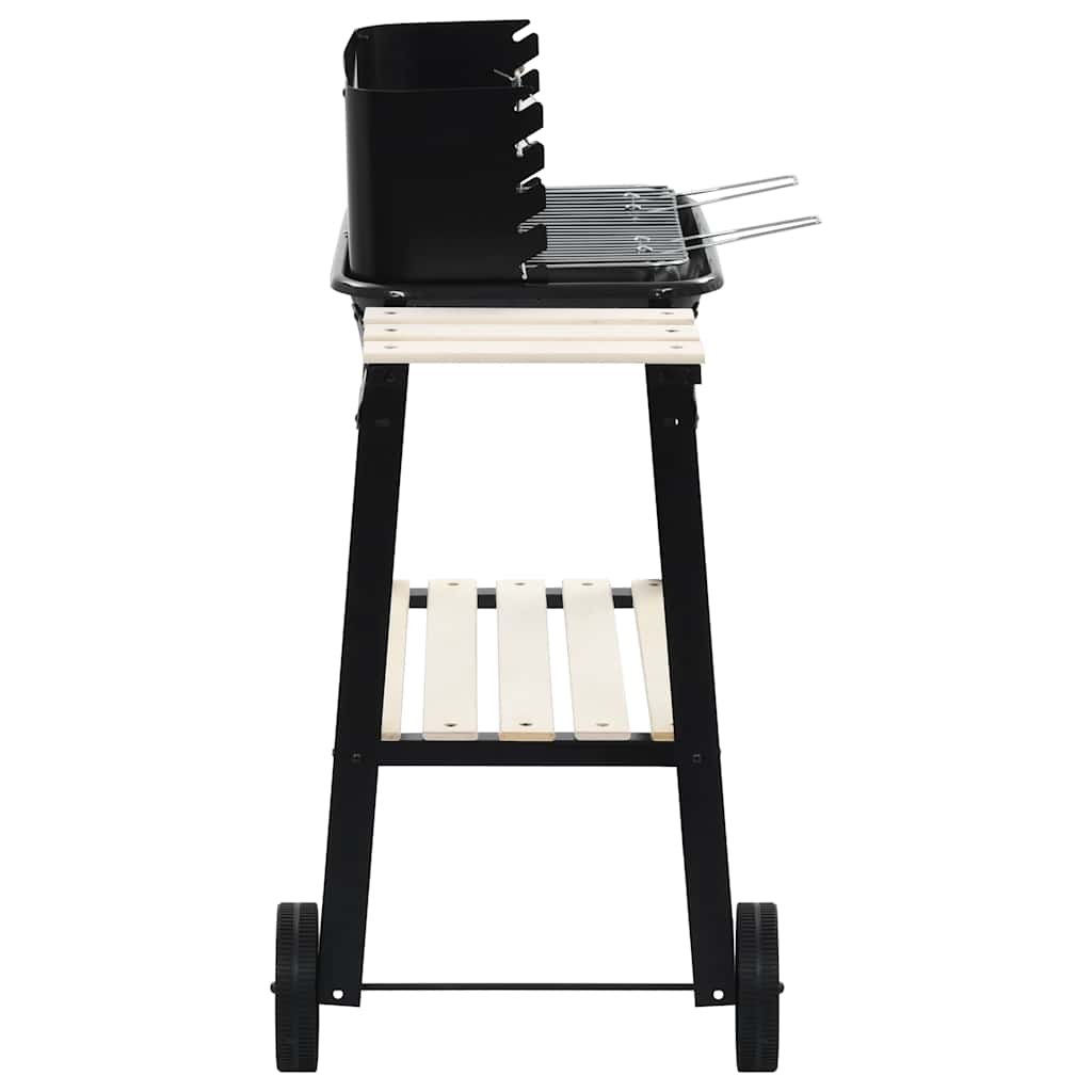 vidaXL Charcoal BBQ Stand with Wheels - Black