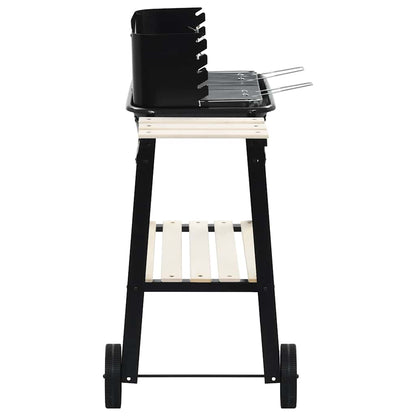 vidaXL Charcoal BBQ Stand with Wheels - Black